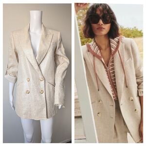 Veronica Beard Parineti Linen Dickey Jacket Blazer Size 4 Cream